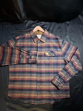 Dubinik 2XL Plaid Flannel Shirt Blue Tan Red Heavyweight Like New